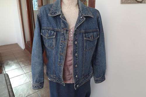Heavy Denim Jacket in Biker Style in size 10/34 by Authentic Jeans by Woolworths - 2 front pockets