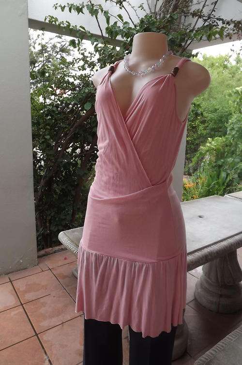 Sexy Pink Top by Della Vita in size 12/36 - Cross over bust - used but in fair condition