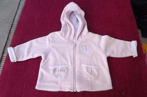Soft Pink Hooded Fleece Top for 3-6 month old by Woolworths - White Dotted Cotton Inner - good cond