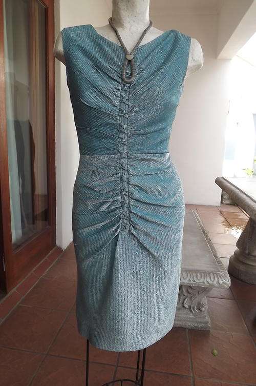 Vintage Evening Lame Dress in Sea Green by Clarita in size 8/32 - Fully Lined - old but good cond