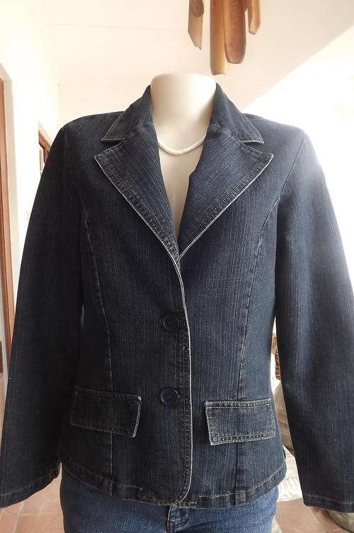 As New Tailored Blue Denim Jacket in size 14/38 - 100% Cotton with 2 dummy pockets & rounded front