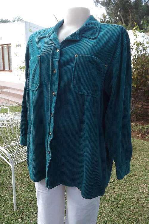 Heavy Jade Corded Button Down Top by Classic Casuals Milady's in size 10/34 - very good condition