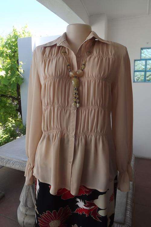 Rich Cream Colour Blouse by ML Classics in size 10/34 in 100% Polyester - unique style - good cond