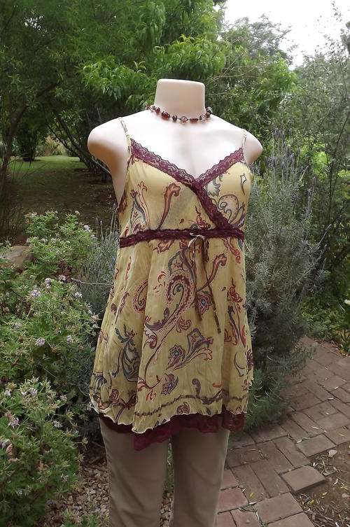Sweet Light Mustard Colour Strappy Top from the East in size 12/36 - Paisley design - new condition