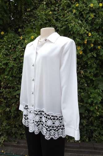 White long sleeve blouse/jacket in size 34/10 by Truworths.Silky wash&wear polyester.Good condition