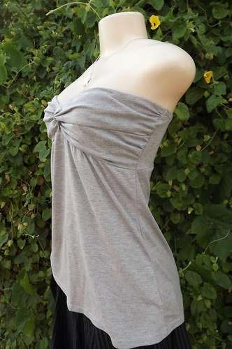 Light grey strapless top in size 36/12 by RT in cotton/rayon mix fabric.Good condition