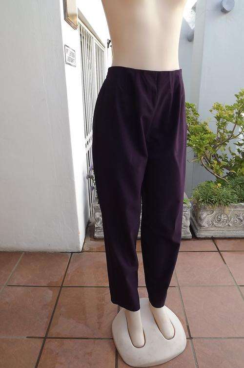 Comfortable but smart purple pants by A+V.Size Medium 36-38.Elasticated back.Polyester wash&wear fab