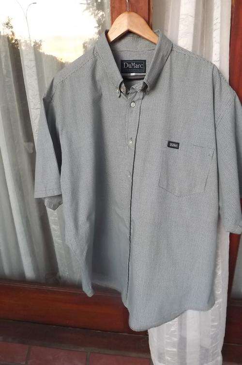 Summer men's shirt in small green check by DuMarc size XXL.Polycotton fabric.Shirt front is closed