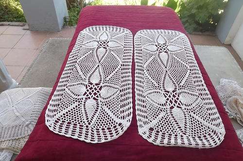 Handmade Crochet runner in cream cotton yarn. Size 81 x 42cm. Used but in good condition.