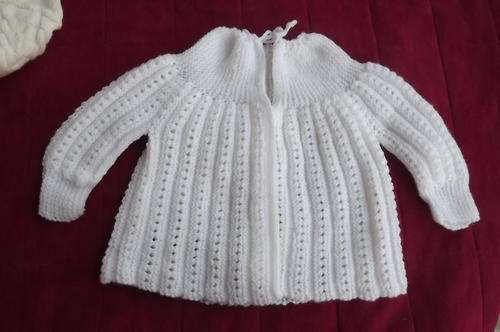 White Hand Knitted baby matinee jacket for 3 to 6 months old.New item