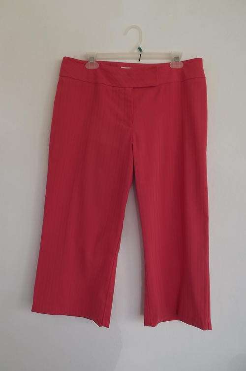 Oasis stretch polyester cropped pants in stripe texture.Size 38/14.Crimson colour.Good condition.