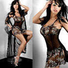 Lingerie Lace Dress Underwear Black embroidery Sleepwear+G-string