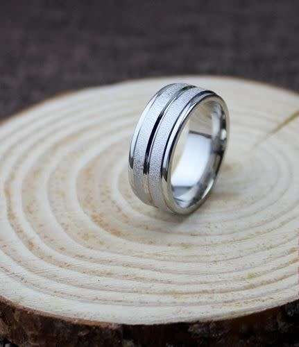Frosted Stainless Steel Band Ring size 8