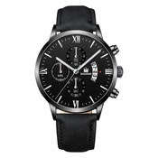 Black Leather Watch Luxury Ultra Thin Quartz