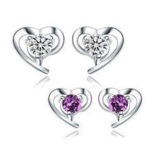CLASSIC HEART EARING , 925 SILVER WITH AUSTRIAN CRYSTAL