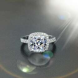 2 Carat Lab Created Cushion Cut Diamond Ring