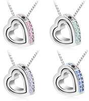 Double Heart Pendant with Swarovski Elements