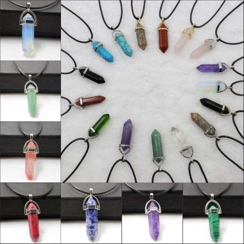 New-Natural-Quartz-Crystal-Stone-Point-Chakra-Healing-Gemstone-Pendant-Necklace