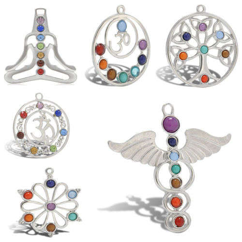 7 Chakra stone Pendant For Necklace , Reiki Healing, Balancing ** LOW   SHIPPING SPECIAL