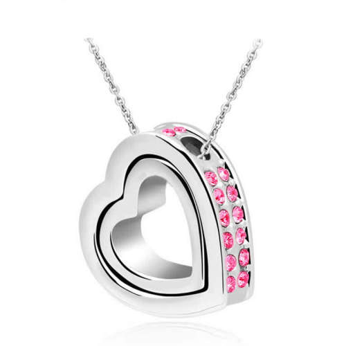 Heart Crystal Charm Pendant with Necklace