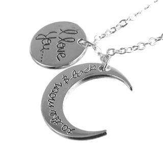 I Love You To The Moon Silver Round Pendant Necklace