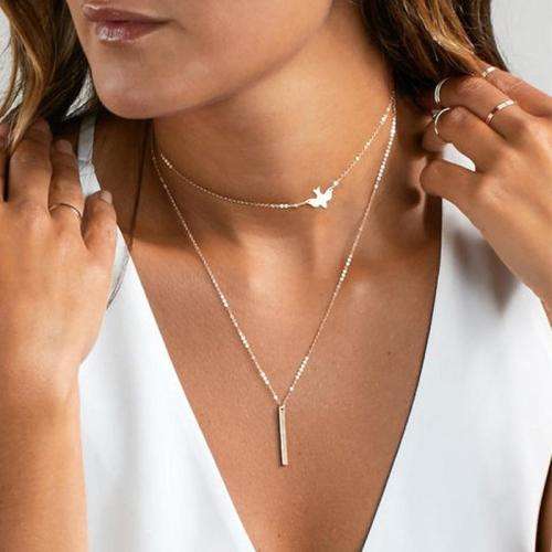 Multilayer Necklace with whimsical bird!! Latest Fashion!!