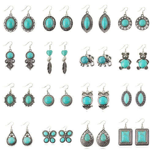 Tibetan Silver Vintage Turquoise Dangle Earrings( SPECIAL WEEKEND LOW SHIPPING)