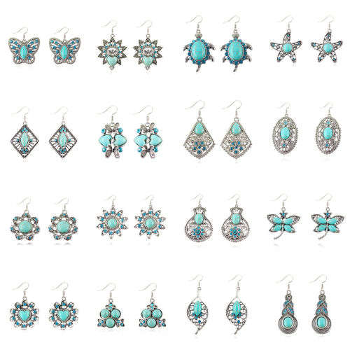 Tibetan Silver Vintage Turquoise Dangle Earrings( SPECIAL WEEKEND LOW SHIPPING)