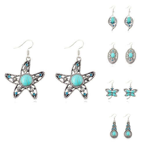 Tibetan Silver Vintage Turquoise Dangle Earrings( SPECIAL WEEKEND LOW SHIPPING)