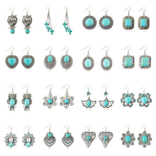 Tibetan Silver Vintage Turquoise Dangle Earrings( SPECIAL WEEKEND LOW SHIPPING)