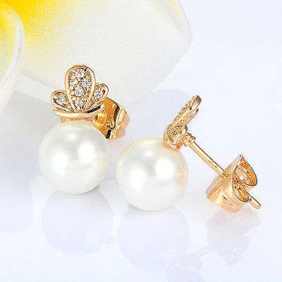 Pearl and zirconia stud earrings .. low crazy wed shipping special