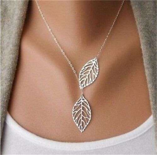Delicate leaf overlay necklace .. low  shipping special...