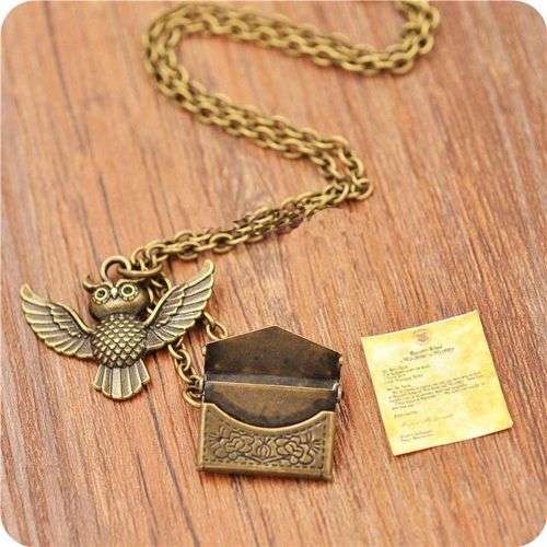 Harry Potter Owl Acceptance Letter antique bronze necklace.. LOW  SHIPPING