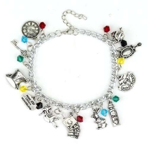 Beauty and the beast or alice in wonderland stunning charm bracelet** LOW  SHIPPING SPECIAL**