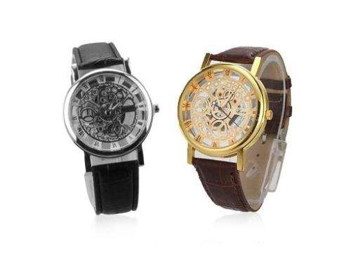 Mens stainless steel skeleton watch.. - low shipping