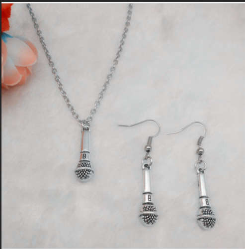 Unique and unusual!! Earring and pendant microphone set.. ...