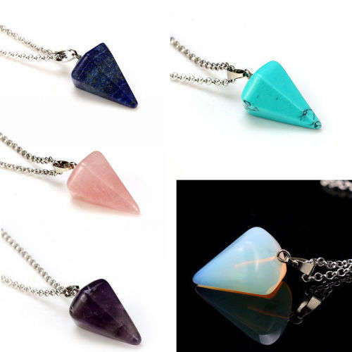 Natural Gemstone Crystal Healing Stone Pendant  Necklace