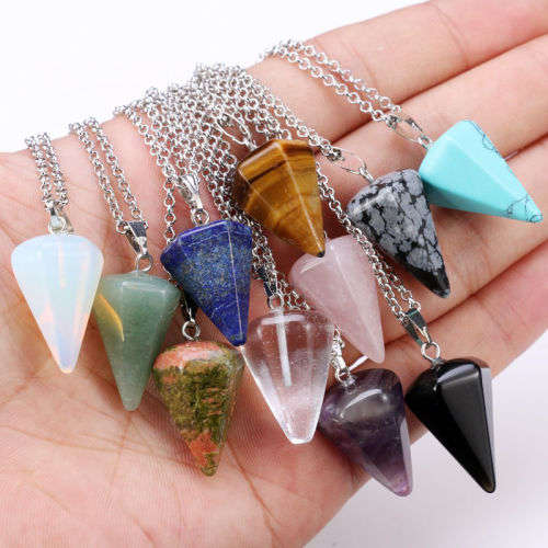 Natural Gemstone Crystal Healing Stone Pendant  Necklace
