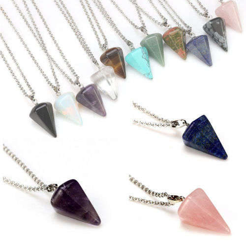 Natural Gemstone Crystal Healing Stone Pendant  Necklace