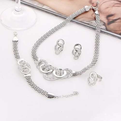 European Crystal  Necklace Earring Bracelet Ring Set - low shipping
