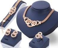 European Crystal  Necklace Earring Bracelet Ring Set - low shipping