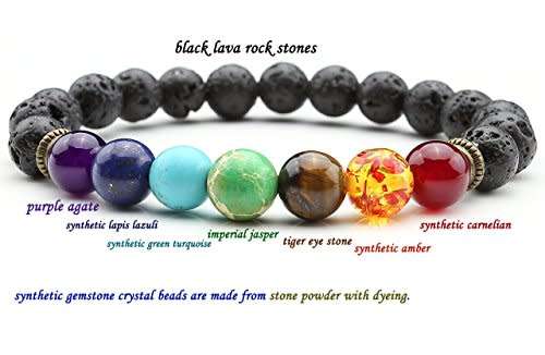 7 Chakra Lava Reiki Prayer Bracelet