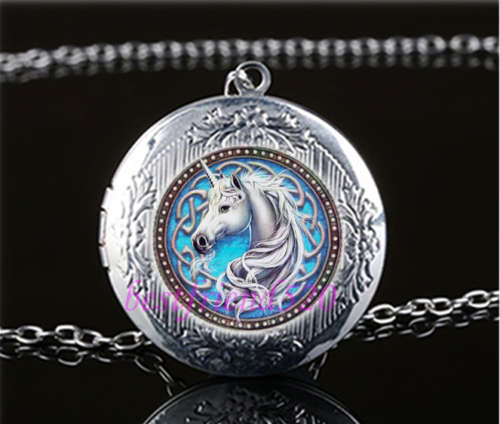 Celtic-Unicorn Tibet silver Locket and chain