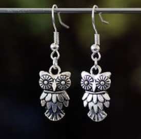 Whimsical owl charm earrings
