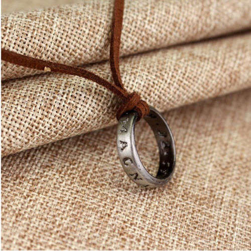 NEW Uncharted 4 Nathan Drake's Vintage Band Ring Leather Code Pendant Necklace