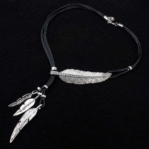 Stunning feather charm layered necklace