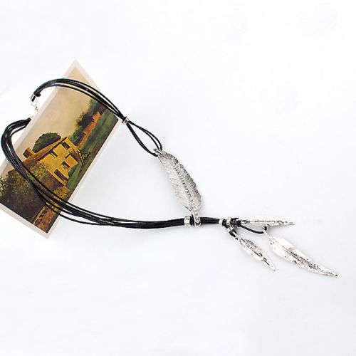 Stunning feather charm layered necklace