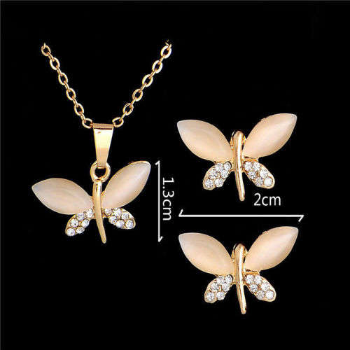 Austrian Crystal gold plated butterfly set