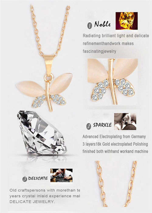 Austrian Crystal gold plated butterfly set