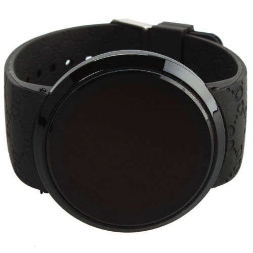 Waterproof Men's LED Touch Screen Day Date Silicone Wrist Watch Black